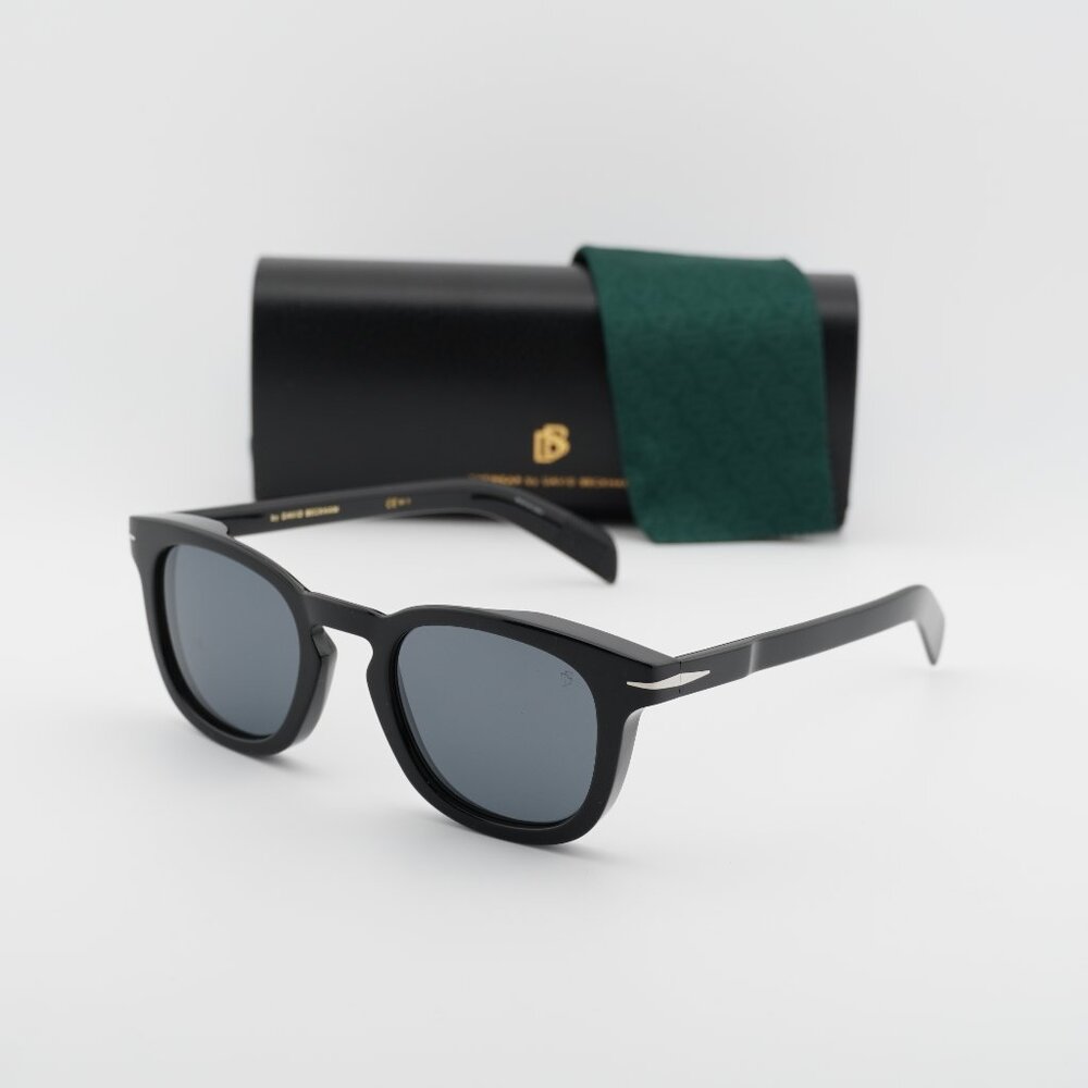 David Beckham DB 7030/S 0807 T4 Square Sunglasses - Black/Silver Mirror